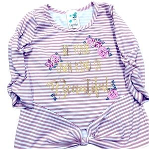 Lily Bleu 5T Girls Striped Tie Front Floral Blouse